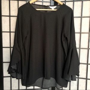 LC Lauren Conrad Bell Sleeve Slit-Back Top